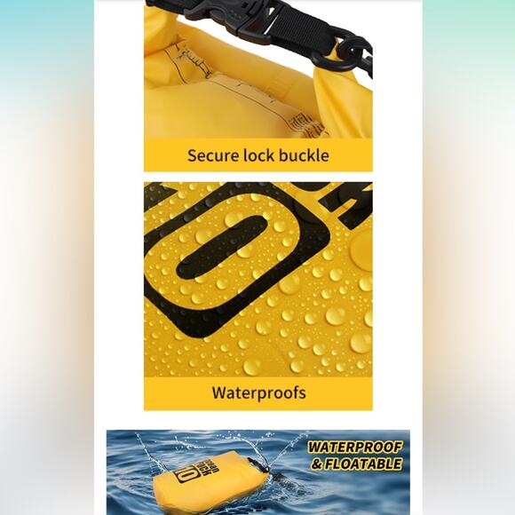 Dry Bag Waterproof for Women Men,10L Rolled Lightweight Dry Storage Bag Backpack - Picture 7 of 12